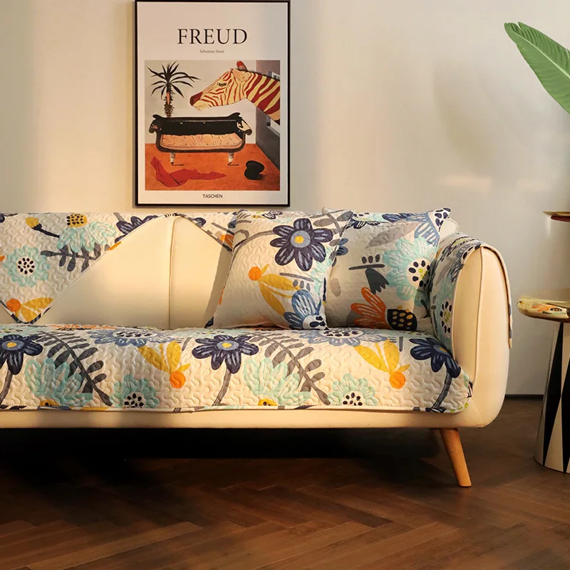 Современный мультяшный чехол для дивана с подсолнухом хлопковые нескользящие