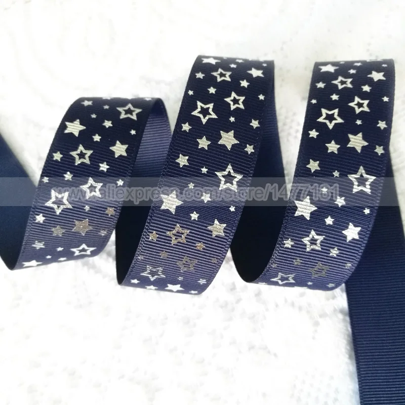 (10 ярдов) 25 мм лента с блестками и звездами ленты в рубчик для упаковки подарков