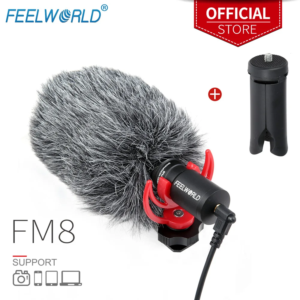 Конденсаторный микрофон для видеокамеры FEELWORLD FM8 Mini 3 5 мм интервью Youtube Canon DSLR Zhiyun