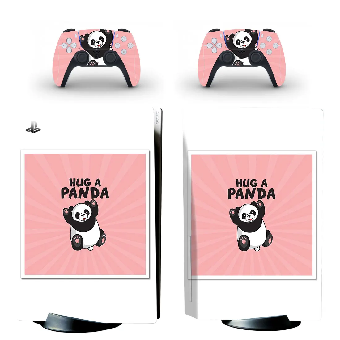 

Hug A Panda PS5 Disc Skin Sticker Cover for Playstation 5 Console & 2 Controllers Decal Vinyl Protective Disk Skins