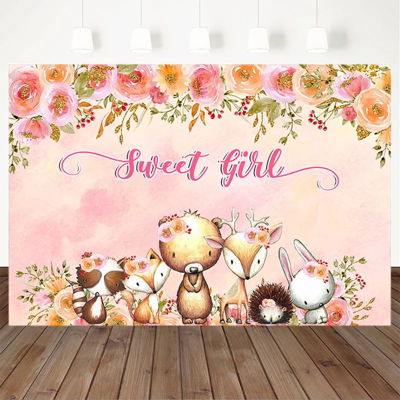 Фон для фотосъемки новорожденных с изображением животных из леса Милый фон лисы