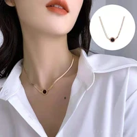 stainless steel roman numeral necklace round pendant rose gold silver personality snake chain ladies banquet party jewelry