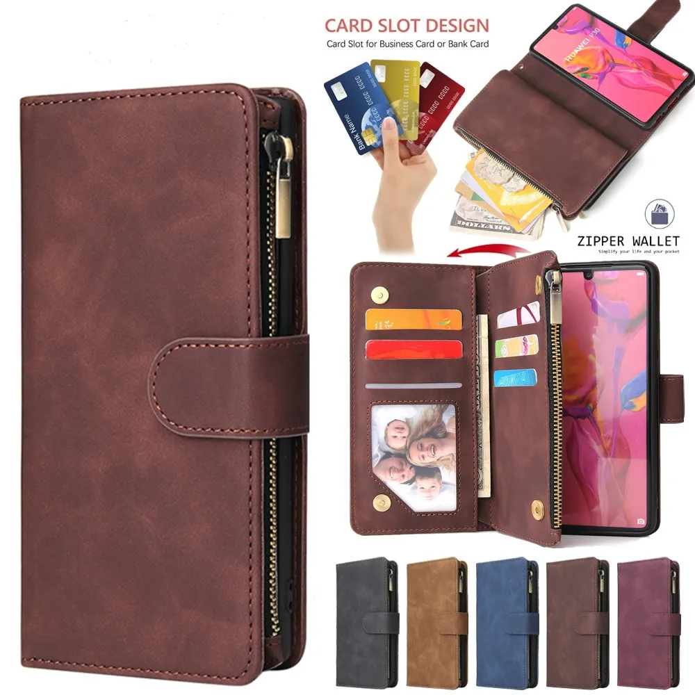 Luxury Flip Leather case For Samsung S8 S9 S10 plus A70 A50 A40 A10S A20S A30 A50s A20E Note10 pro wallet zipper Card holds Cove