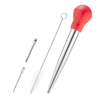 meat marinade injector 304 stainless steel marinade turkey baster injector kit with injection needle cleaning brush for bbq