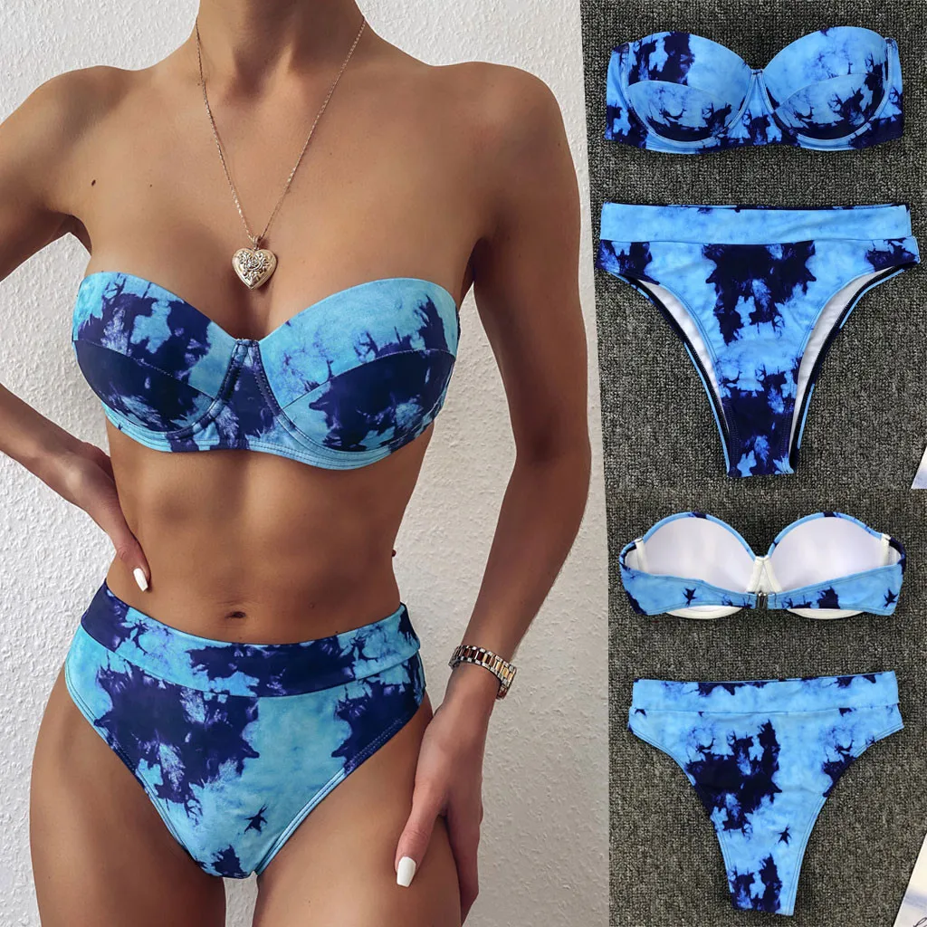 Однотонное бикини 2020 бразильский купальник Женский комплект сексуальный с