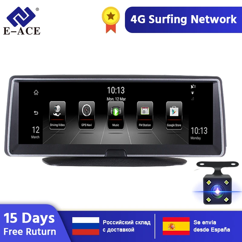 E-ACE E04 8 дюймов 4G Android двойной объектив Автомобильный видеорегистратор gps навигатор ADAS Full HD 1080P видеорегистратор авто видео регистратор навигационный рекордер