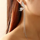 Серьги-кисточки с крыльями бабочки для женщин и девушек корейские длинные висячие серьги-подвески из сплава ювелирные изделия пирсинг для ушей