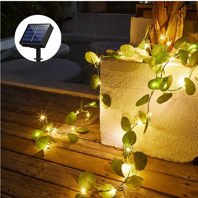 

Solar Vine String Lights Leaf Garlands Outdoor Garden String Lamps Christmas Fairy Night Lights Wedding Party Decoration