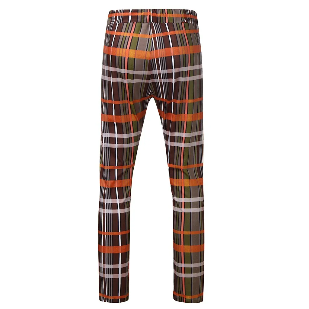 Модные мужские брюки зимние повседневные клетчатые карандаш длинные с