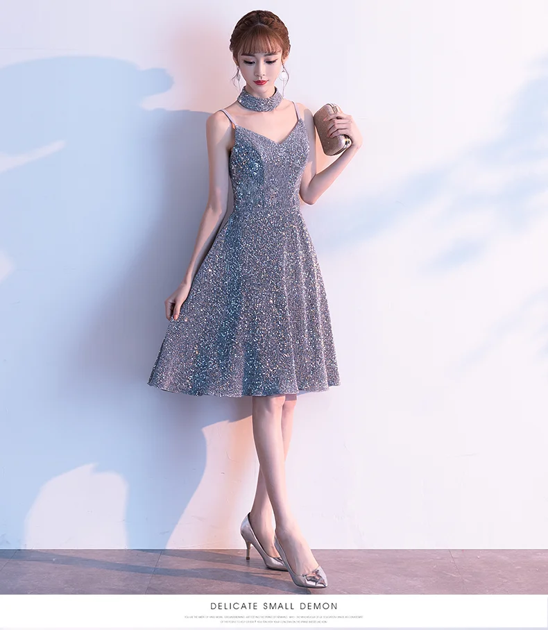 Горячие продажи Коктейльные Вечерние платья Короткие Vestido de Festa Мини сексуальное платье с аппликацией v-образным вырезом бисером жемчуг