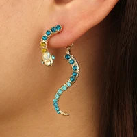 trendy snake shaped long gg drop earrings jewelry with colored diamonds and rhinestone for women gamer girl accessories
