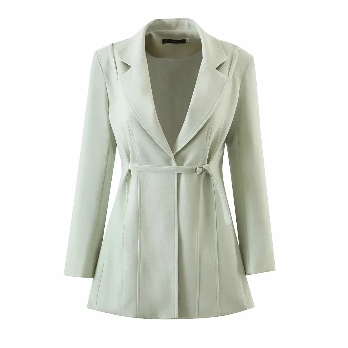 

European And American Style Street Style Fashion Temperament Grass Green Lace-up Cardigan Suit 2021 Autumn Women's Jacket