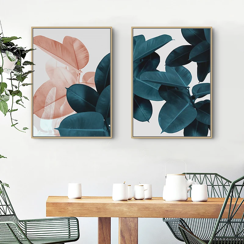 Абстрактная Картина на холсте с листьями для гостиной домашний декор плакат и