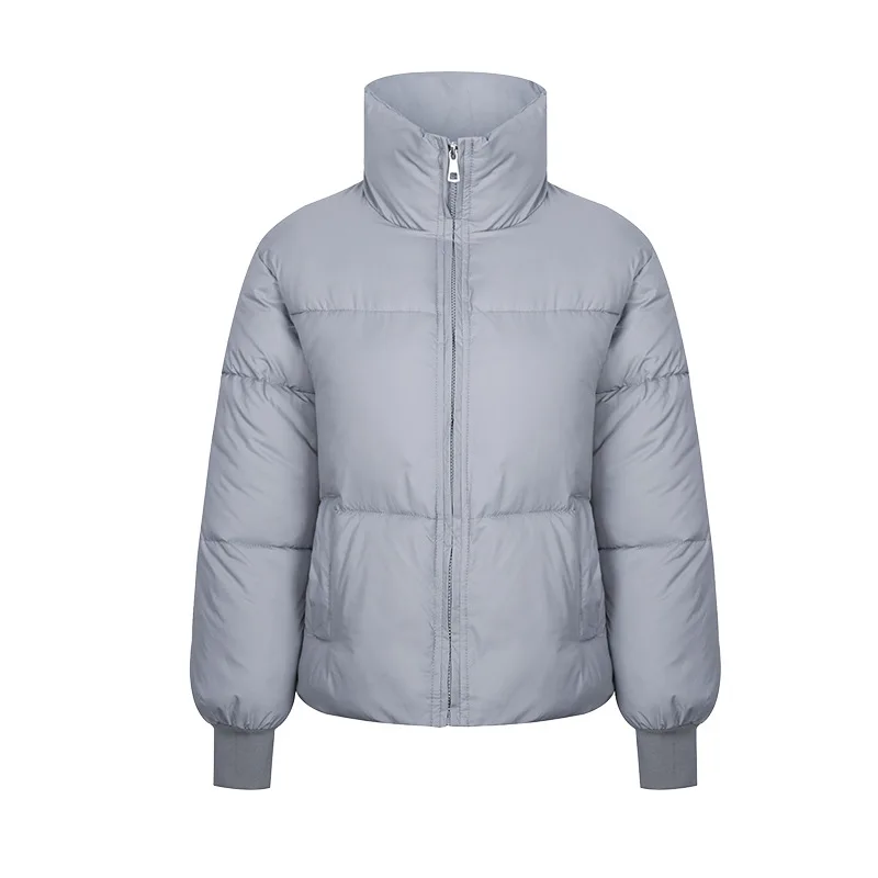 2021 Winter Jacket Women Parkas Solid Color Zipper Stand Collar Thicken Warm Coat Women Fashion Streetwear Loose Short Jacket