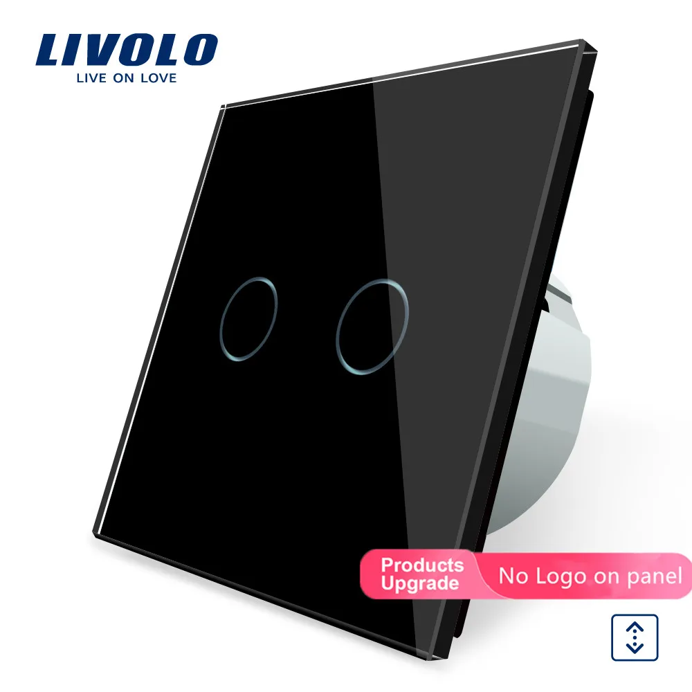 Livolo/Стандартный VL-C702W-12 черного цвета с украшением в виде кристаллов Стекло