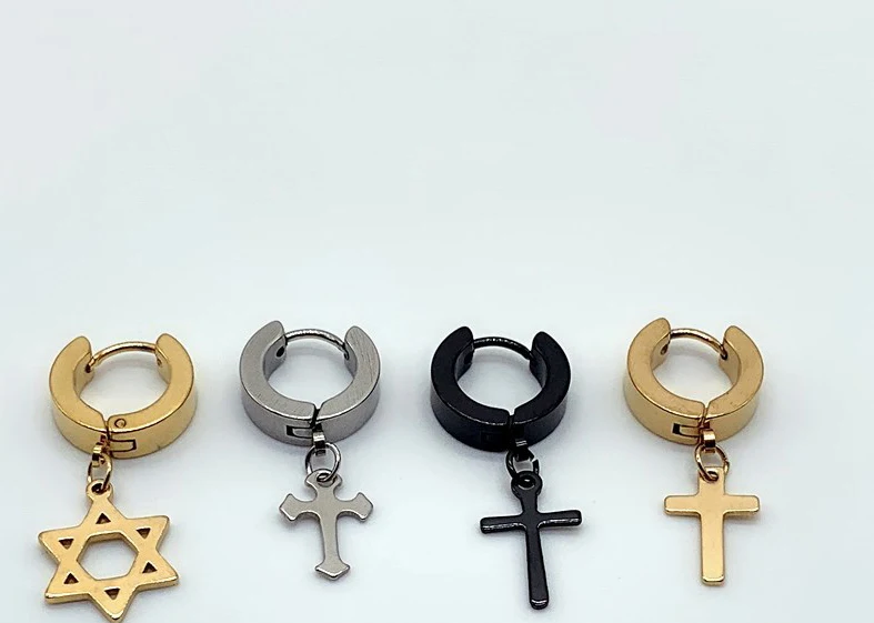 Мужские серьги в виде пистолета 1 шт. модные гипоаллергенные креста стиле рок из