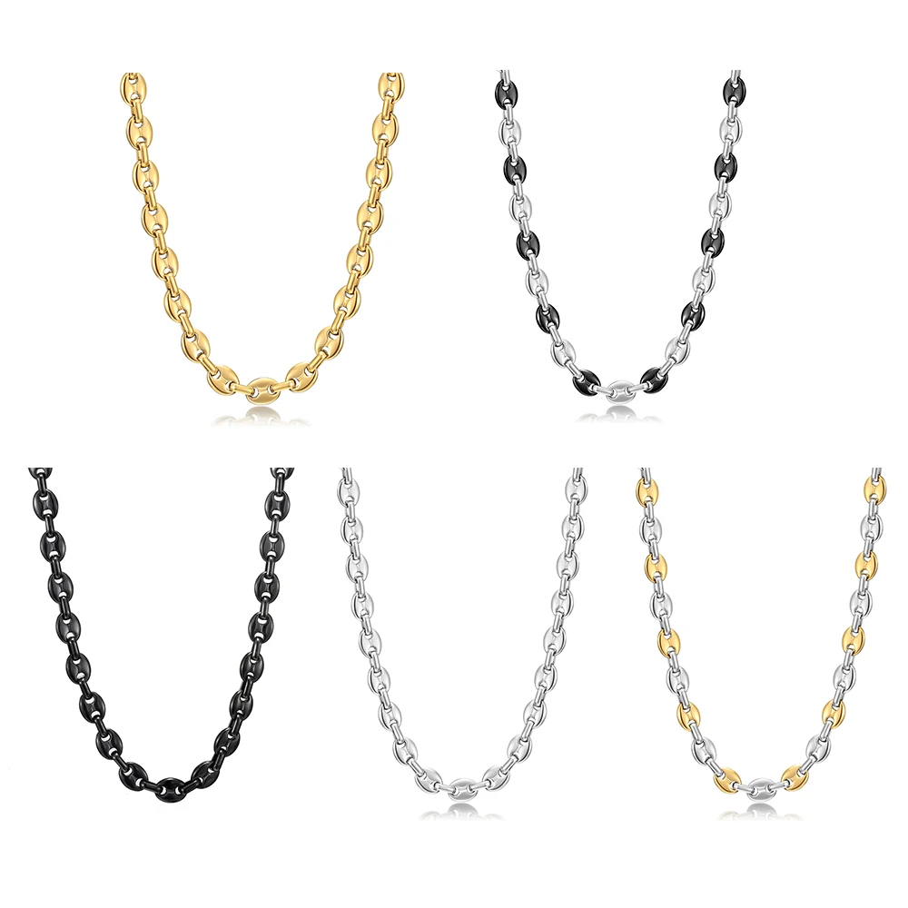 Цепочка с плетением кофейных зерен для мужчин ожерелье из нержавеющей стали в