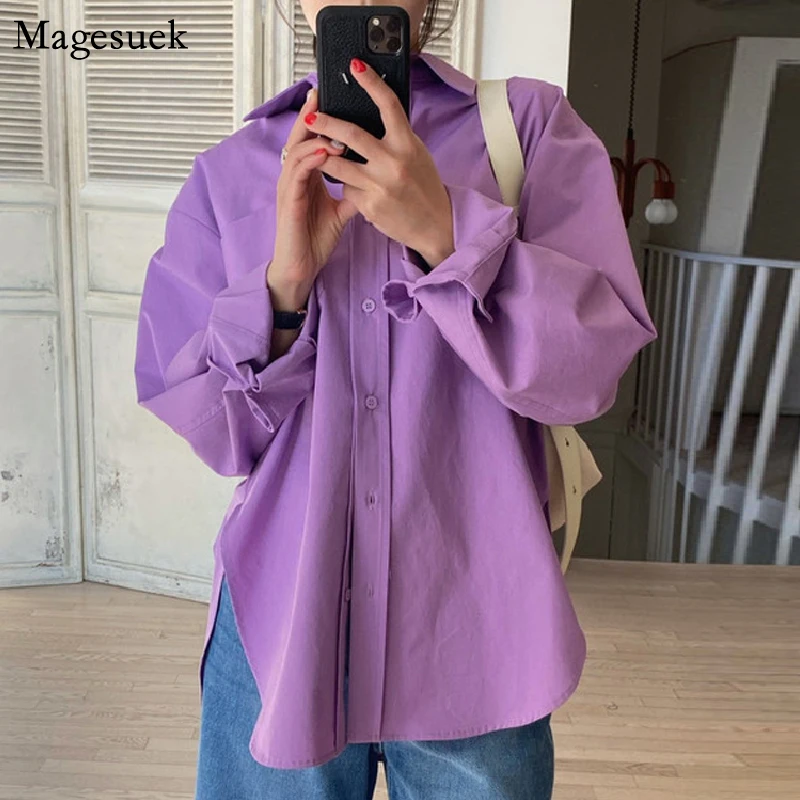 

Long Sleeve Cotton Women Blouse Tops Single-breasted Female Shirt Casual Loose Spring New Solid White Blouses Blusas Femme 13709