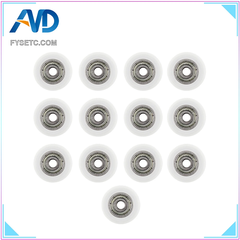 

13 Pcs White 3D Printer Part POM Material Wheel with Bearings for V-slot for ender 3 cr-10 3D printer