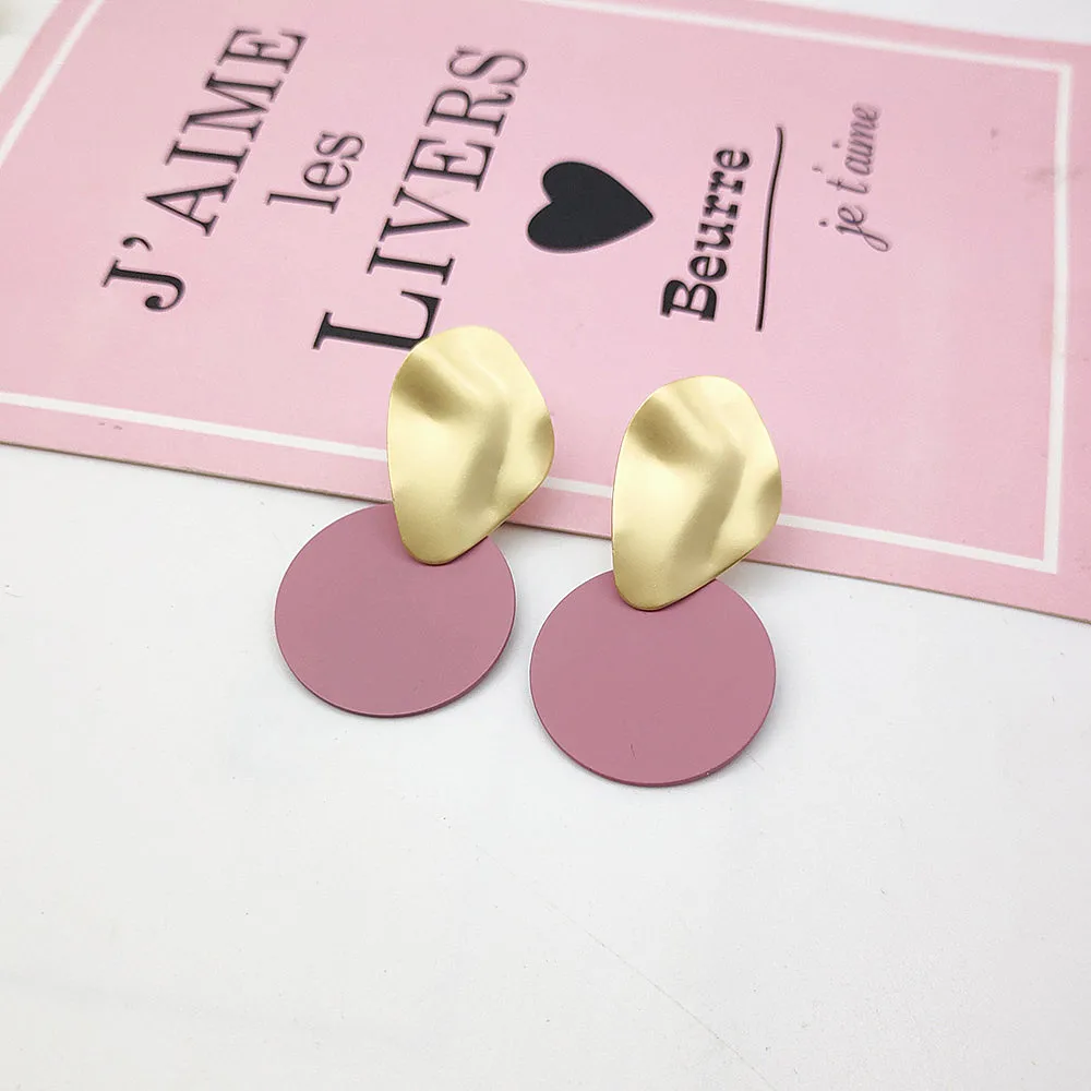 Pink Модные круглые серьги с подвеской в виде ракушки, серьги-капли для женщин, золотые, серебряные геометрические серьги, Панк Гламурные ювелирные изделия, серьги - Окраска металла: Pink