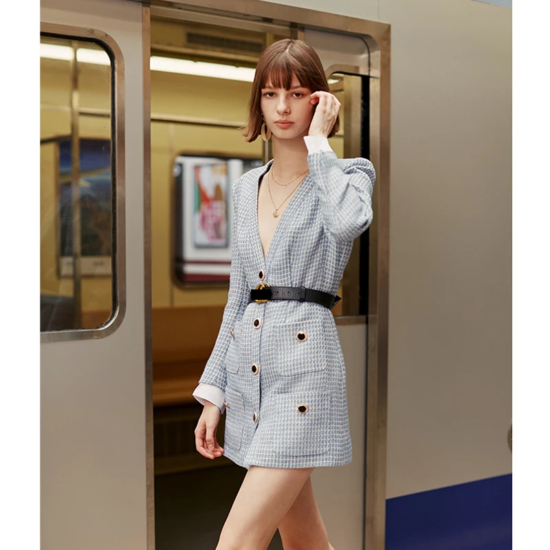 Женское платье-блейзер AEL облегающее мини-платье на пуговицах новинка 2019 |