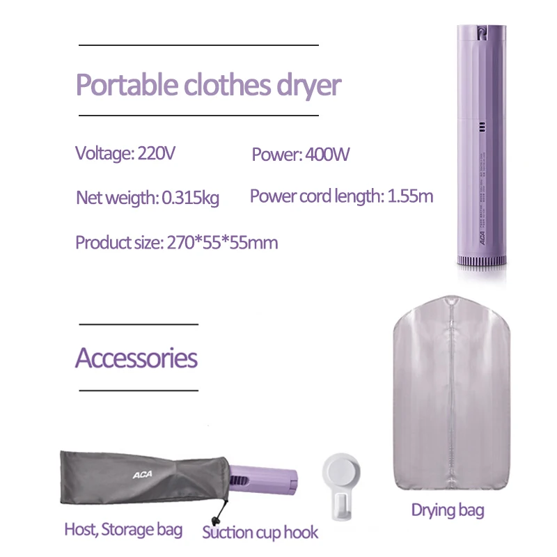 

220V Electric Clothes Dryer Mini Portable Quick Drying Clothes Shoes Disinfection Electric Clothes Drying Machine with Timing