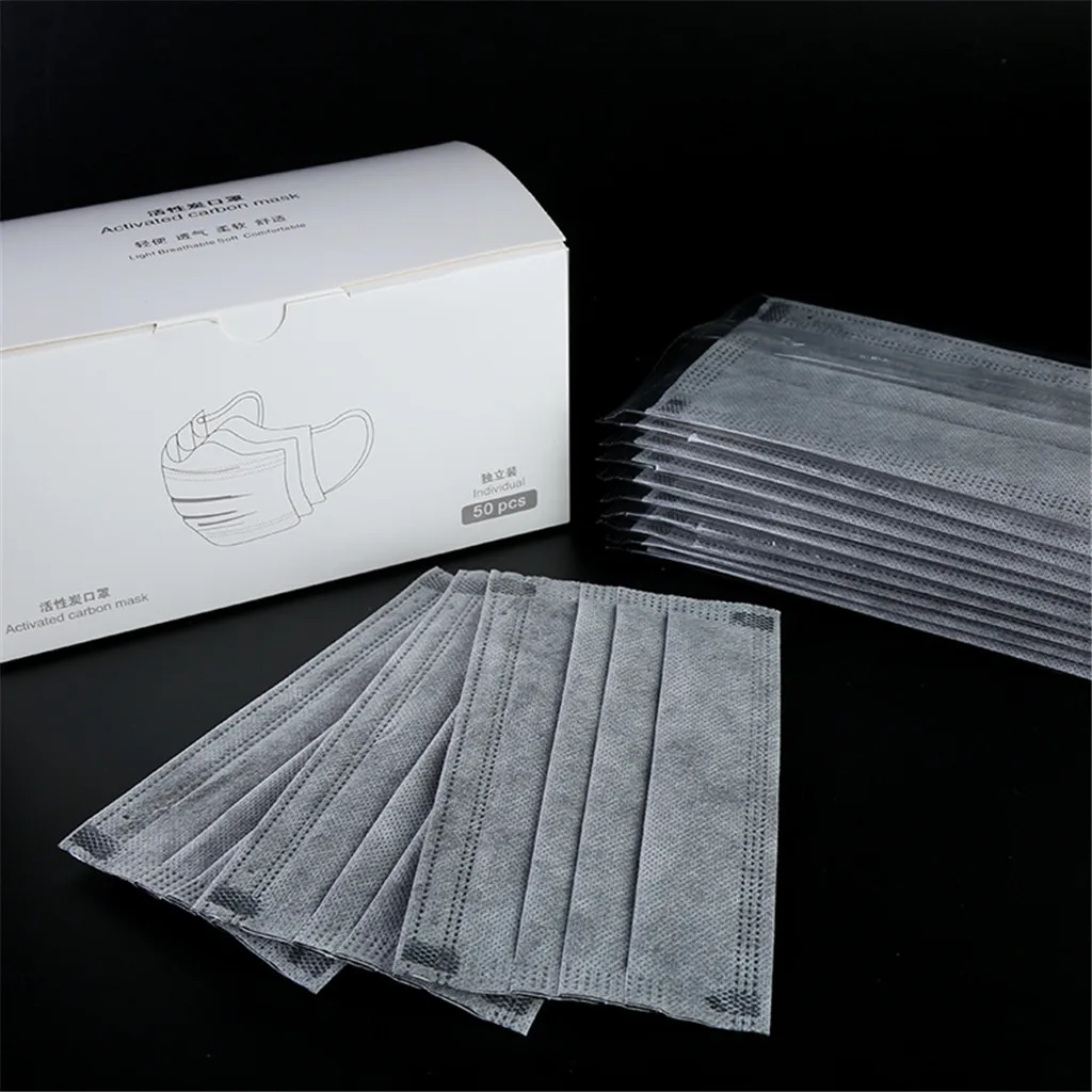 50pcs Black Disposable Face Masks Nonwove 3 Layer Ply Filter Safety Mask Anti-Dust filter Breathable Protective masks | Красота и