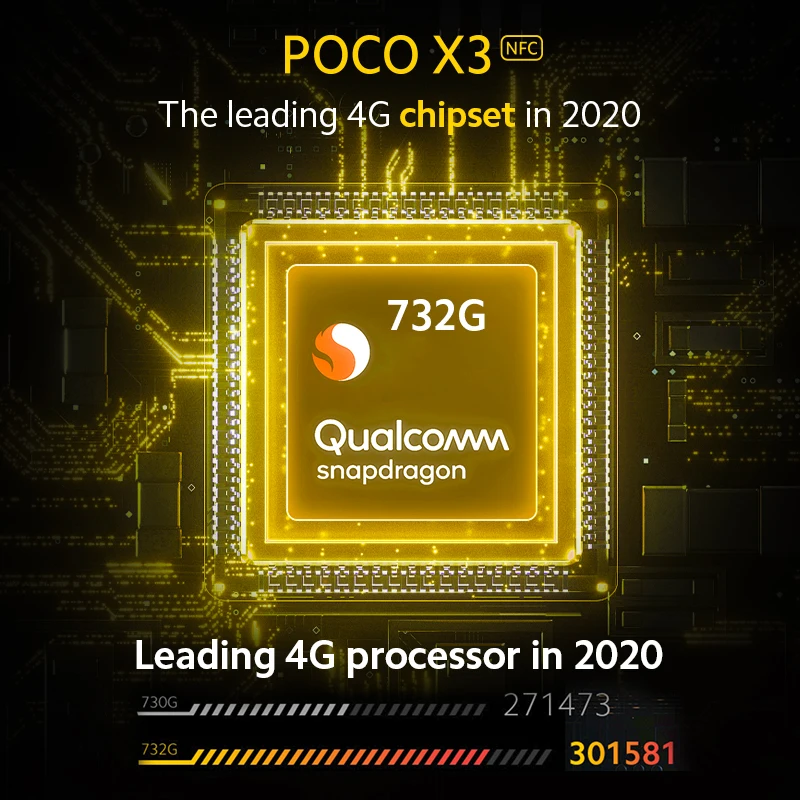 Глобальная версия Xiaomi Poco X3 NFC Смартфон 6 ГБ ОЗУ 128 ROM Snapdragon 732 Octa Core 64 мегапиксельная