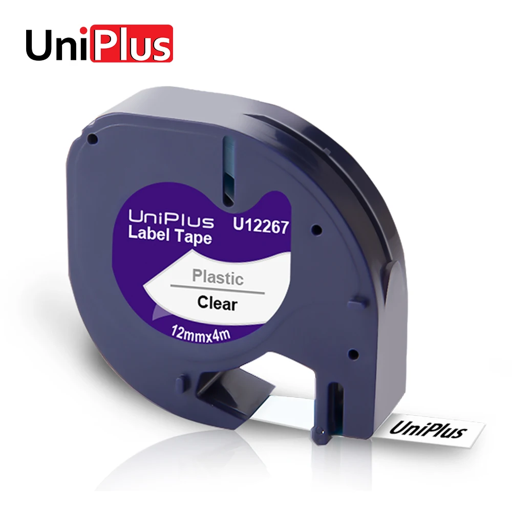 

Пластиковые этикетки UniPlus 16952 для Dymo LT-100H QX50, принтер для этикеток, надпись, ярлык, черный на прозрачном 12 мм * 4 м, ленты для изготовления этикеток