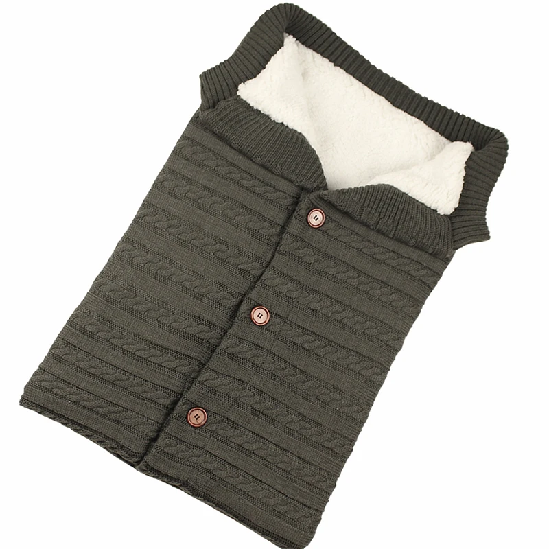 

Warm Baby Blanket Knitted Newborn Swaddle Wrap Soft InfantSleeping Bag Footmuff Cotton Envelope For Stroller Accessories Blanket