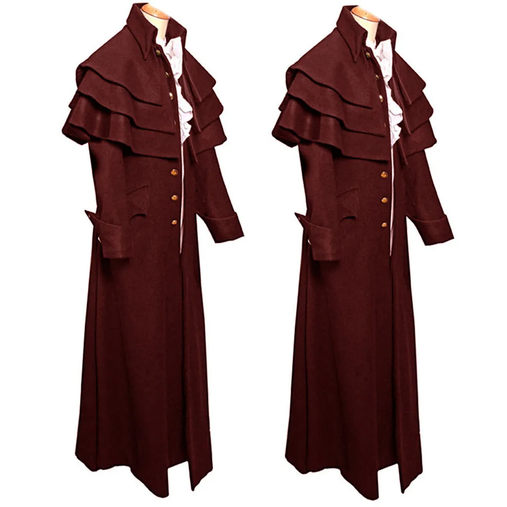 MUQGEW Men's Coat Fashion Steampunk Vintage Tailcoat Jacket Gothic Victorian Frock Coat Men's Uniform Costume#g4