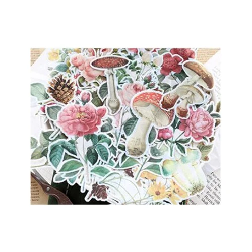Plant illustration Японские декоративные цветочные дневники, дневники, винтажные бумажные наклейки для скрапбукинга, канцелярские товары, школьные принадлежности, Осенние 60 шт - Цвет: Plant illustration