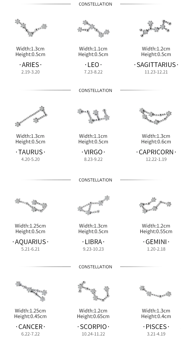 Modian Изысканные 12 созвездий милые женские хрустальные Leo Aquarius серьги гвоздики для женщин стерлингового серебра 925 ювелирные изделия