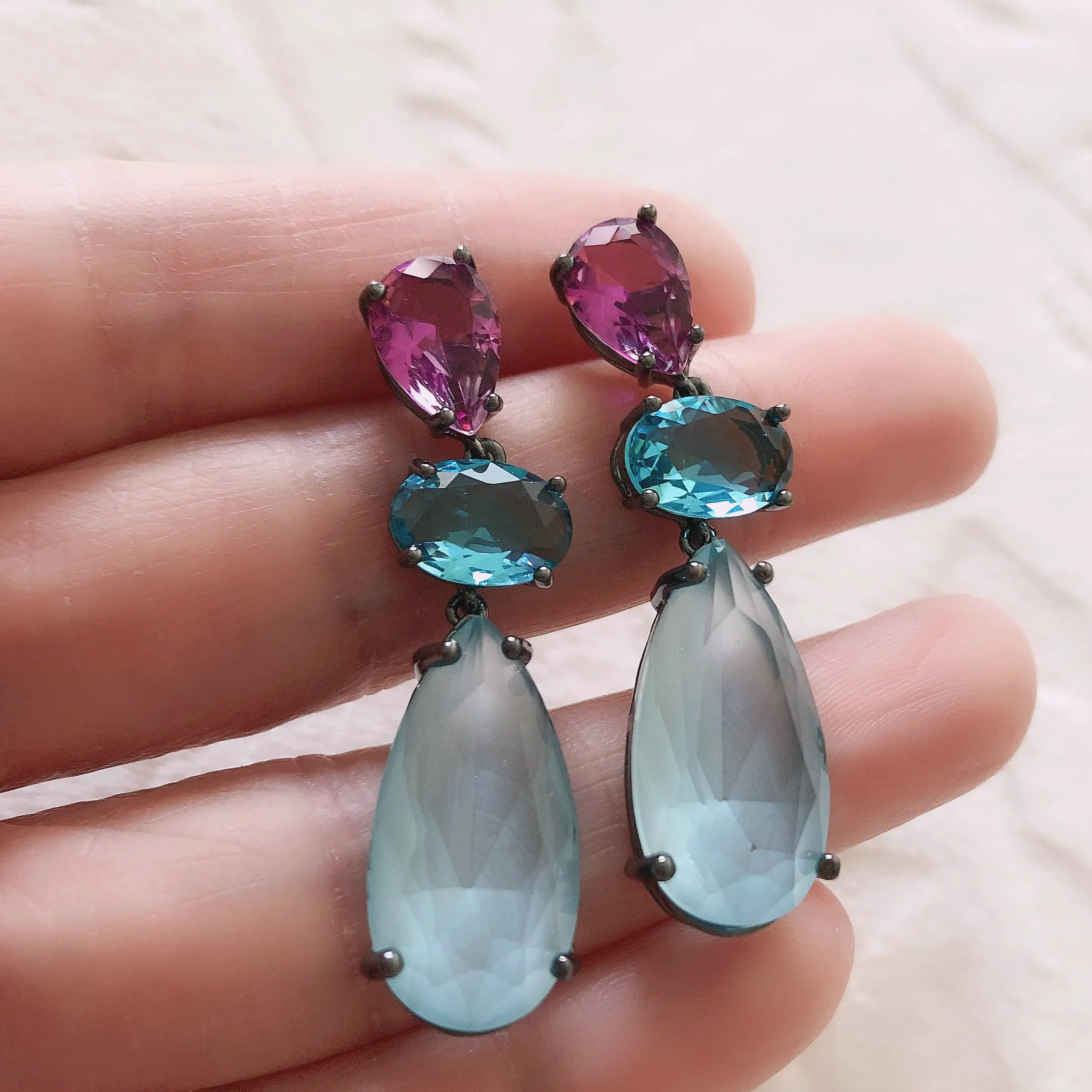 Модные светло голубые серьги для невесты из Кубического циркония на ужин