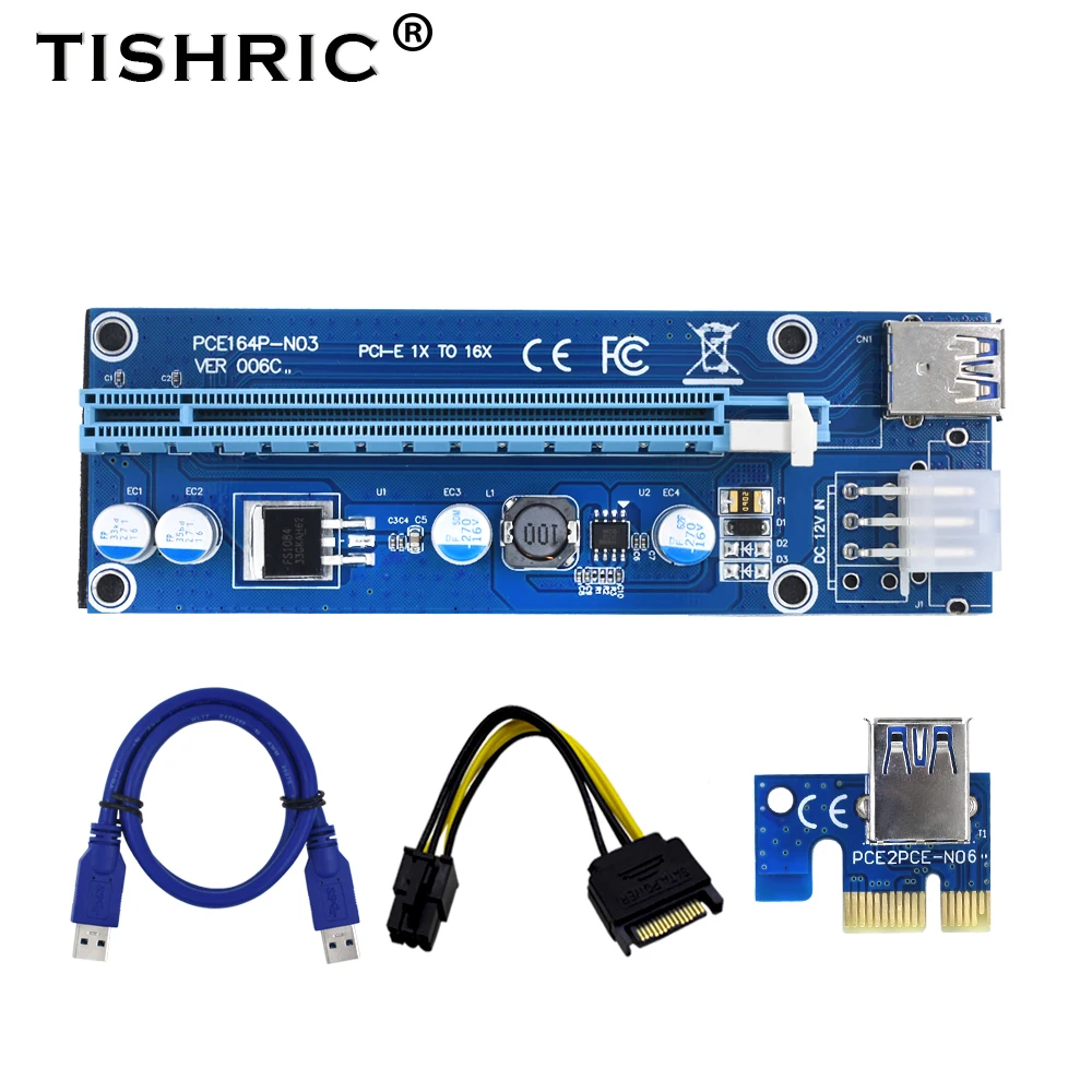 

Подъемник TISHRIC VER006C PCI-E, подъемник Usb 3,0, кабель подъемника Pci Express 1x до 16x, подъемник для майнинга видеокарт