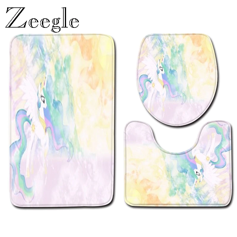 Zeegle 3D набор ковриков для душа с принтом черепа 3 шт набор ковриков для ванной комнаты крышка для унитаза Противоскользящий коврик для ванной комнаты коврик для пола коврик для ванной