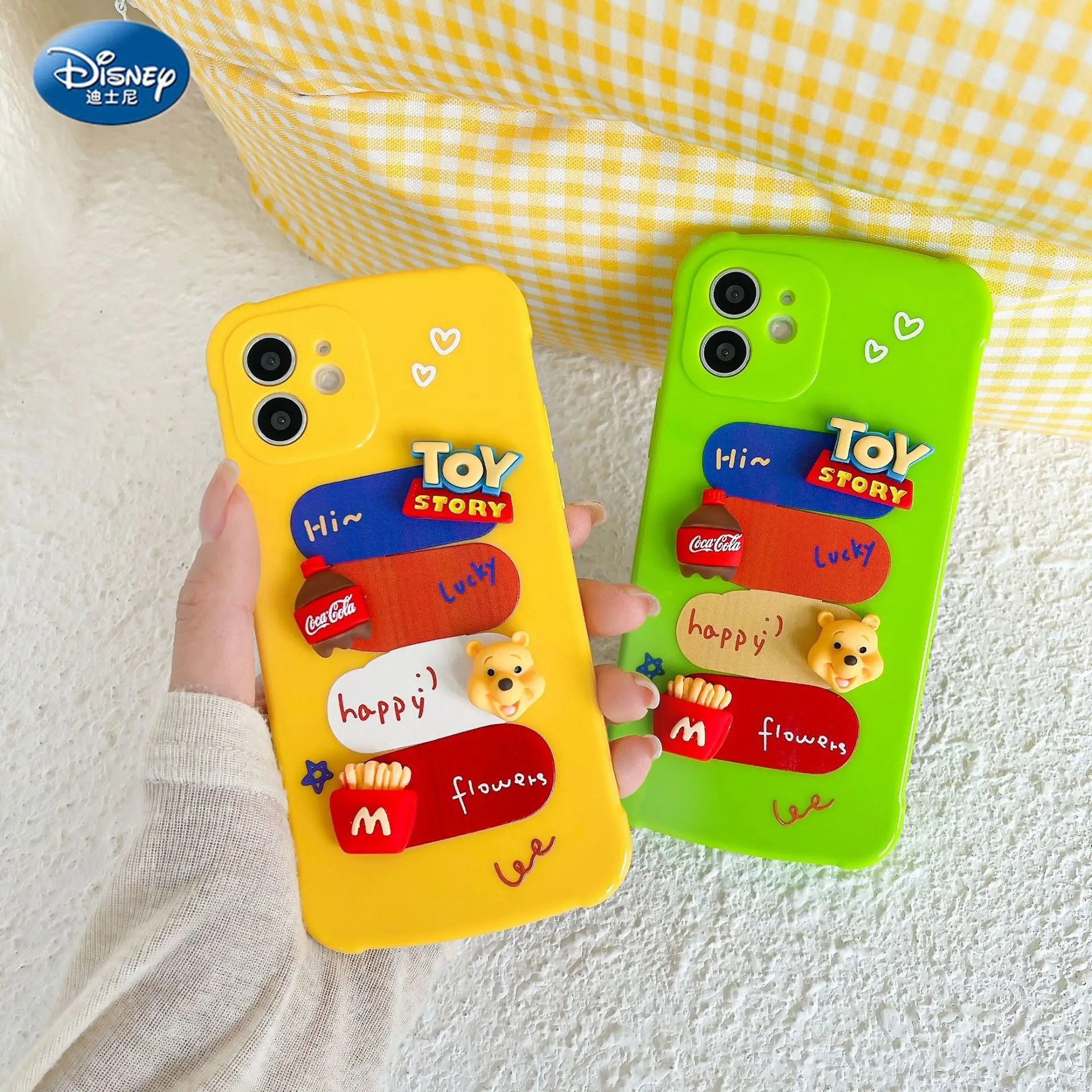 

Original Disney Winnie the Pooh Silicone Luxury Cartoon Phone Case for Apple iPhone 11 7 8 Mini Shockproof Case Cover
