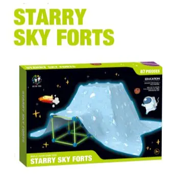 

Construction Fort Building Block Kit starry sky roof 3D Castles Tunnels Tents Toy Children fort building kit luminous