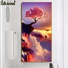 5D алмазная живопись сделай сам, закат, дерево, пейзаж японского цветка вишни, вышивка крестиком, полная квадратнаякруглая Алмазная мозаика
