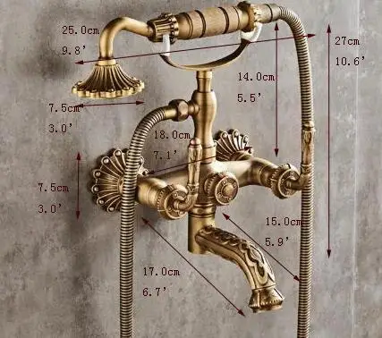 

Luxury Antique Brass Bathroom Faucet Mixer Tap Wall Mounted Hand Held Shower Head Kit Shower Faucet Sets