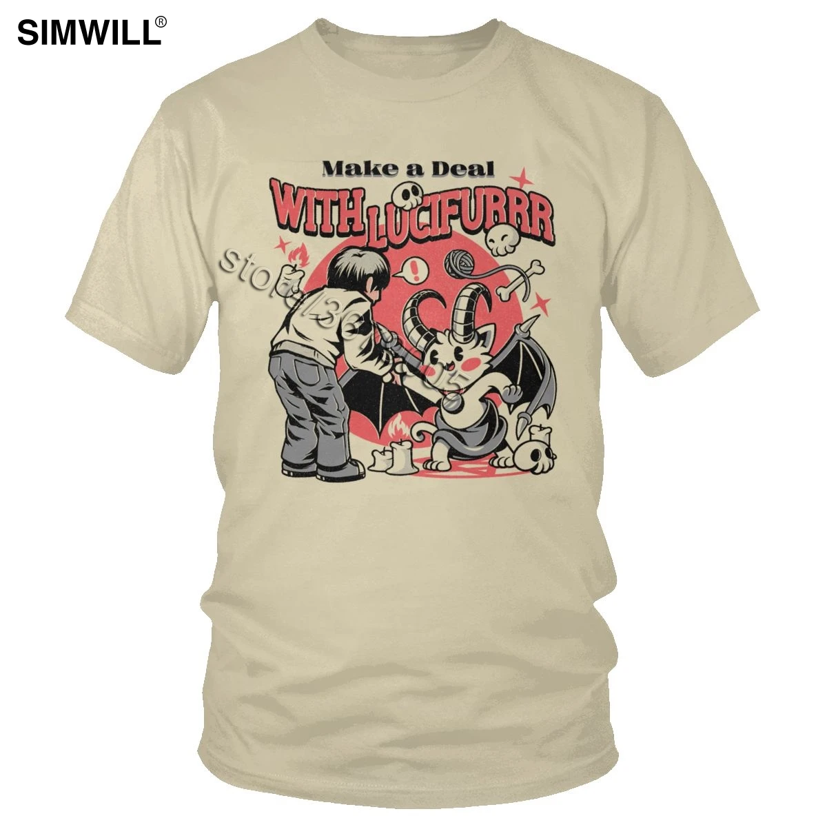 Humor Lucifer Devil рубашка для мужчин Модная хлопковая Футболка с рисунком кошки демона