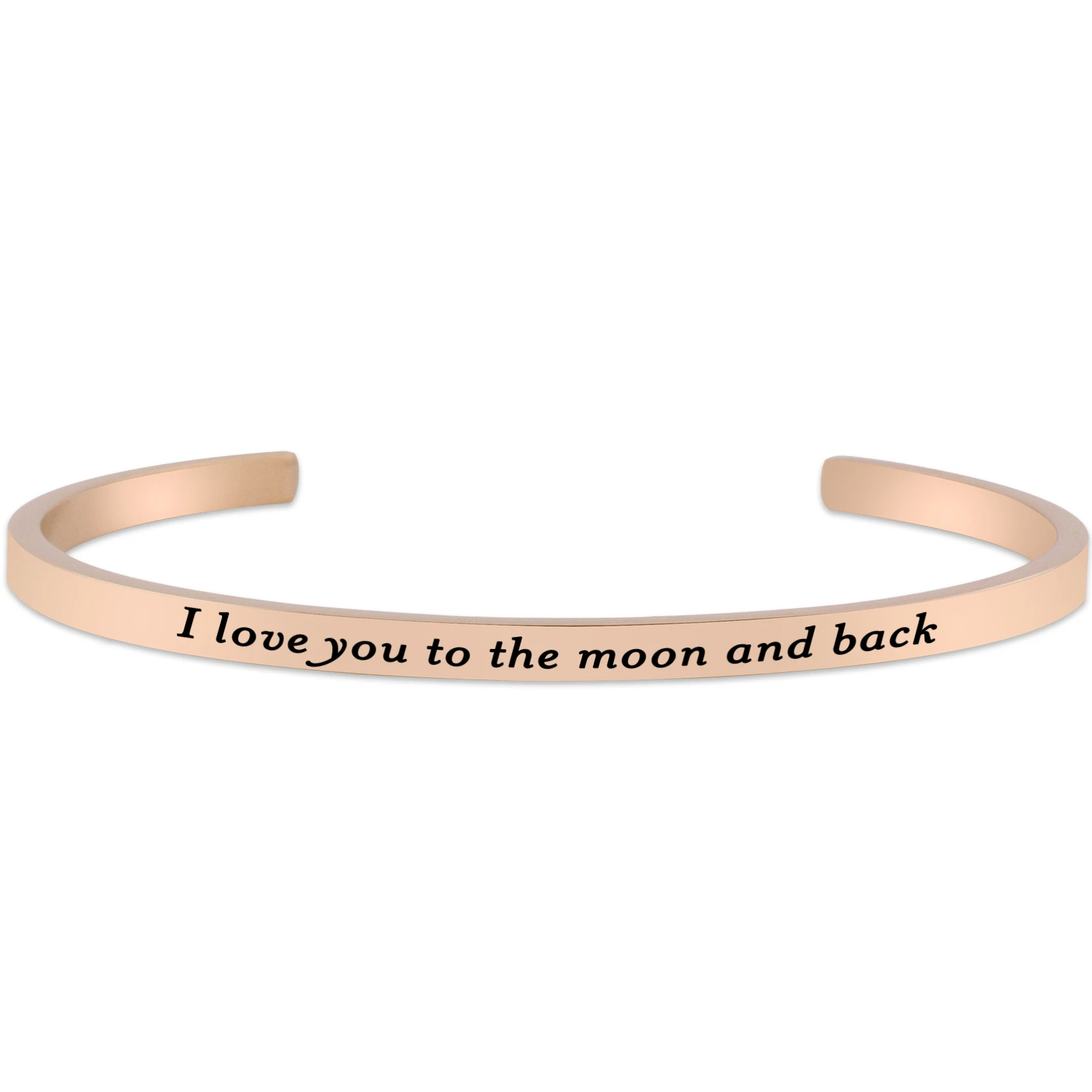 Женский браслет из нержавеющей стали с гравировкой I love you to the moon and back розовое