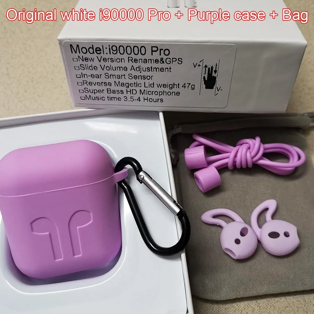 Original PurpleCase Новейший i90000 Pro Tws Air 2, беспроводной Bluetooth наушник с регулировкой громкости 8D, супер бас PK i50000 i5000 i9000TWS - Цвет: Original PurpleCase