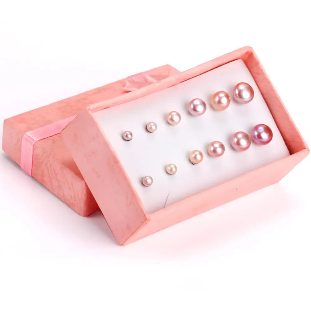Серьги-гвоздики LUXUKISSKIDS 6 парт/кор. oorbellen розовые/белые искусственные бриллианты