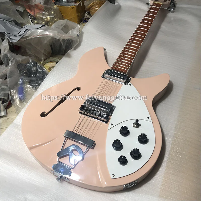 Высокое качество розовый 360 электрогитара 12 нитей полу полые гитары на шее 3 р