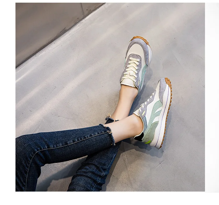 

Leather women's shoes 2021 spring new first layer cowhide platform running breathable daddy shoes sneakers women