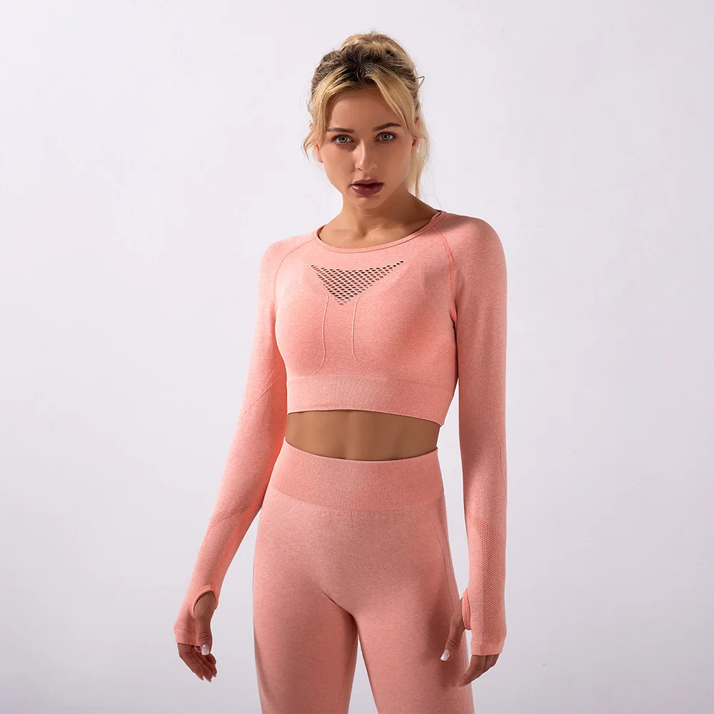 

Women's Tracksuits Seamless Long Sleeve High Waist Leggings Yoga Sets Gym Clothes Fitness Workout Running Breathable Suit Autumn