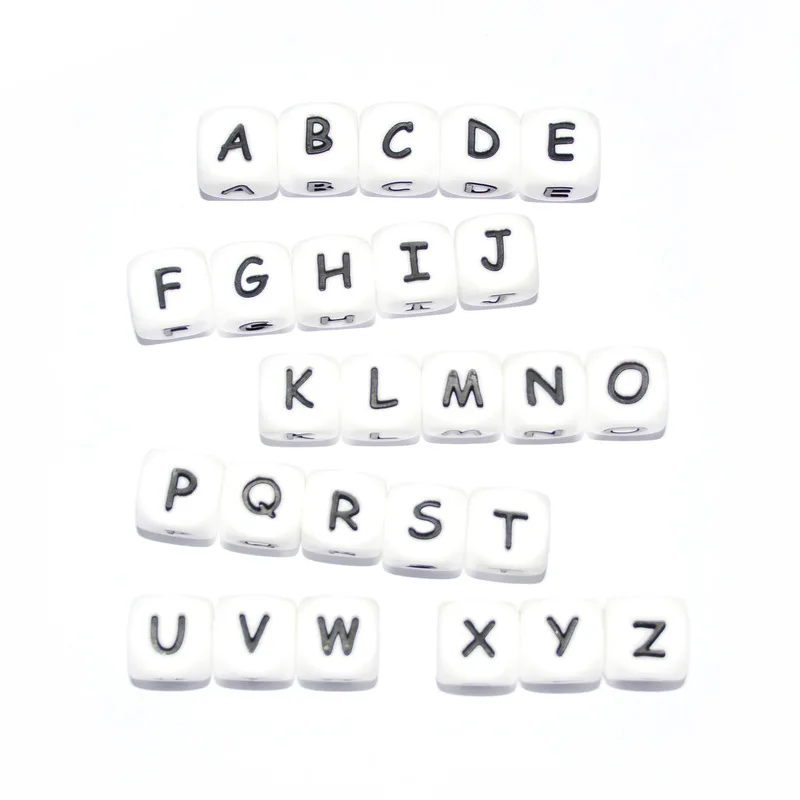 

100Pcs Food Grade Silicone Letter Beads DIY Baby Teething Necklace Pendant Beads Teething Toy Baby Necklace Teether