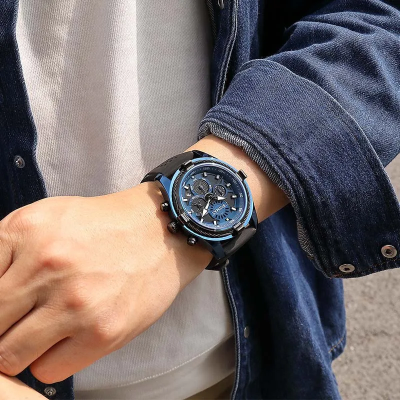 

RUIMAS Sport Quartz Man's Wristwatches Top Brand Hardlex Mirror Waterproof Watches Men Luminous, Calendar, Stop Watch