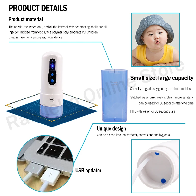 Высокопортативный ирригатор для полости рта электрический 4 режима IPX7